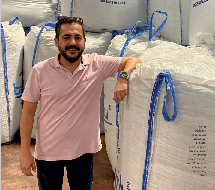 Bottle to bottle recycling entrepreneur at facility in Turkey