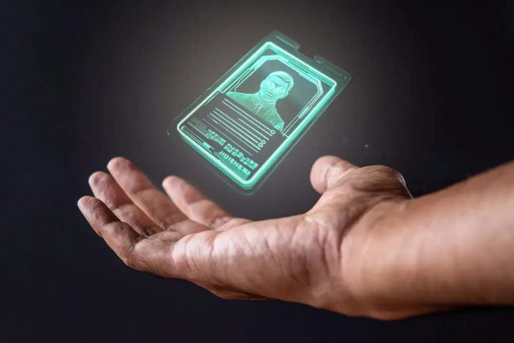 hand holding digital ID